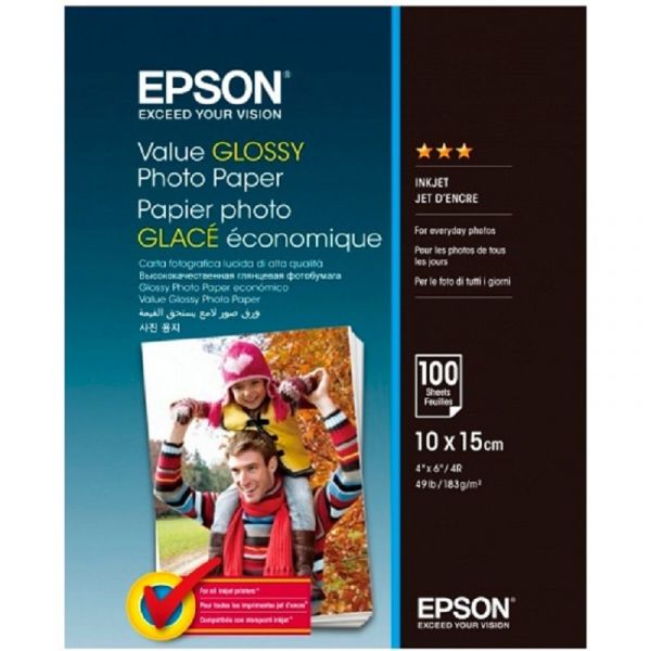 Фотобумага Epson C13S400039 A6, 183 г/м2, 100 л., покрытие - глянцевое